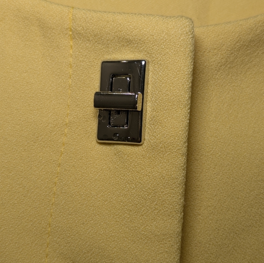 Zara Basic Yellow Collarless Jacket Size L Silver… - image 3